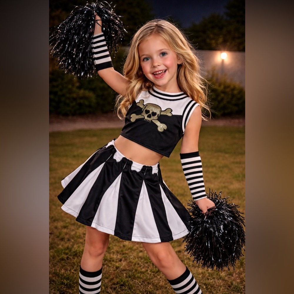 Black and White Pirate Cheerleader Costume for Kids